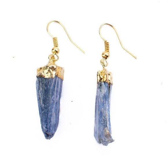 Blue Kyanite Rough Crystal  Earrings - Picture 2 of 9